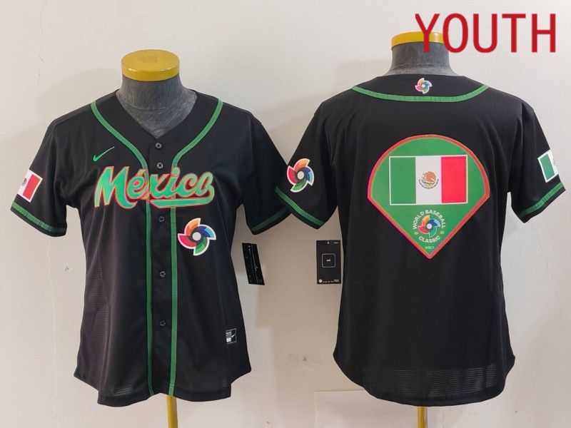 Youth 2024 World Cub Mexico Blank Black Nike MLB Jersey style 14